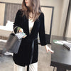 Peonfly 2023 Autumn Women's Velvet Blazers Jacket with Sashes Female Notched Outerwear Office Ladies Coat Loose Black Blazer