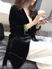 Peonfly 2023 Autumn Women's Velvet Blazers Jacket with Sashes Female Notched Outerwear Office Ladies Coat Loose Black Blazer