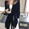 Peonfly 2023 Autumn Women's Velvet Blazers Jacket with Sashes Female Notched Outerwear Office Ladies Coat Loose Black Blazer