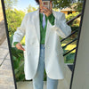 Peonfly Women 2022 Casual Double Breasted Blazers Coat Vintage Notched Long Sleeve Female Outerwear Chic Tops Green