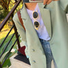 Peonfly Women 2022 Casual Double Breasted Blazers Coat Vintage Notched Long Sleeve Female Outerwear Chic Tops Green