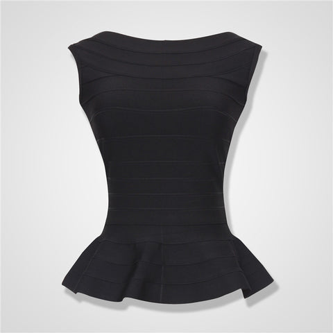 Peplum Ruffle Long Bandage Top Vest Wholesale White Sexy Rayon Women's Sleeveless 2022 Newest