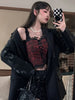 Personality Drawstring Printing Blazer Coat Women Autumn 2023 Lapel Long Sleeve Loose Temperament Trend Black