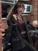 Personality Drawstring Printing Blazer Coat Women Autumn 2023 Lapel Long Sleeve Loose Temperament Trend Black