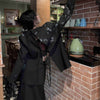 Personality Drawstring Printing Blazer Coat Women Autumn 2023 Lapel Long Sleeve Loose Temperament Trend Black