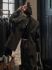 Personality Drawstring Printing Blazer Coat Women Autumn 2023 Lapel Long Sleeve Loose Temperament Trend Black