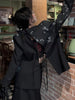Personality Drawstring Printing Blazer Coat Women Autumn 2023 Lapel Long Sleeve Loose Temperament Trend Black