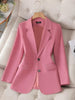 Pink Blazer Women 2023 Autumn Temperament High End Professional Jacket Office Ladies Work Coat Tops Black