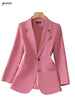 Pink Blazer Women 2023 Autumn Temperament High End Professional Jacket Office Ladies Work Coat Tops Black