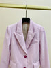 Pink Blazer Women Velvet Single Breasted Cardigan Long Sleeve Slim Notched Simple Office Lady Autumn 2023 Suit Coats