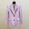 Pink Blazer Women Velvet Single Breasted Cardigan Long Sleeve Slim Notched Simple Office Lady Autumn 2023 Suit Coats