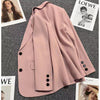 Pink Casual Suit Jacket Women's Top 2023 Spring And Autumn Suit Collar Long-sleeved Pocket Button Loose Suit Jacket