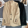 Pink Casual Suit Jacket Women's Top 2023 Spring And Autumn Suit Collar Long-sleeved Pocket Button Loose Suit Jacket
