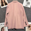 Pink Casual Suit Jacket Women's Top 2023 Spring And Autumn Suit Collar Long-sleeved Pocket Button Loose Suit Jacket