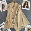Pink Casual Suit Jacket Women's Top 2023 Spring And Autumn Suit Collar Long-sleeved Pocket Button Loose Suit Jacket