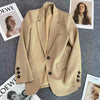 Pink Casual Suit Jacket Women's Top 2023 Spring And Autumn Suit Collar Long-sleeved Pocket Button Loose Suit Jacket