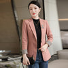 Pink Cotton Blazer Women 2022 Autumn Temperament Formal Long Sleeve Slim Blazer Office Ladies Work Coat Apricot