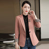 Pink Cotton Blazer Women 2022 Autumn Temperament Formal Long Sleeve Slim Blazer Office Ladies Work Coat Apricot