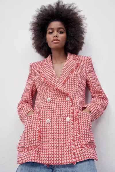 костюм женский Pink Designer Women Suit 1 Piece Blazer Double Breasted Party Prom Thick Office Lady Wear  In Stock