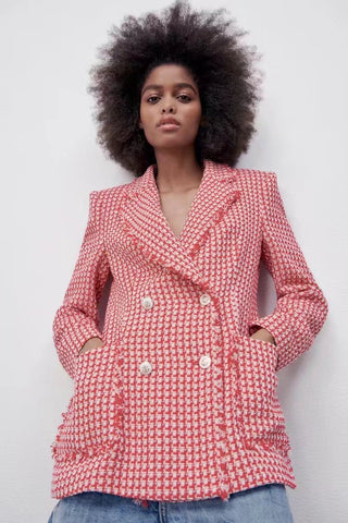 костюм женский Pink Designer Women Suit 1 Piece Blazer Double Breasted Party Prom Thick Office Lady Wear  In Stock