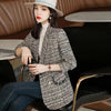 Pink Fragrance Jacket Female Spring And Autumn 2023 Tweed Suit Plaid Casual Blazer Female Blended Wool Coat Ladies