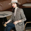Pink Fragrance Jacket Female Spring And Autumn 2023 Tweed Suit Plaid Casual Blazer Female Blended Wool Coat Ladies