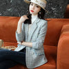 Pink Fragrance Jacket Female Spring And Autumn 2023 Tweed Suit Plaid Casual Blazer Female Blended Wool Coat Ladies