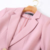 Pink Half Sleeve Women Casual Temperament Summer Formal Slim Jacket Office Ladies Work Coat Black