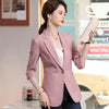 Pink Half Sleeve Women Casual Temperament Summer Formal Slim Jacket Office Ladies Work Coat Black