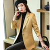 Pink Long Sleeve Blazer Women Spring Temperament Casual Slim Jacket Office Ladies Work Coat Black