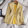 Pink Long Sleeve Blazer Women Spring Temperament Casual Slim Jacket Office Ladies Work Coat Black