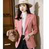 Pink Long Sleeve Blazer Women Spring Temperament Casual Slim Jacket Office Ladies Work Coat Black