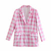 Pink Plaid Blazer Set Casual Elegant Women Three Piece Set Long Sleeve Blazer Pleated Skirt Zipper Pant 2022 Blazer Set
