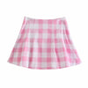 Pink Plaid Blazer Set Casual Elegant Women Three Piece Set Long Sleeve Blazer Pleated Skirt Zipper Pant 2022 Blazer Set