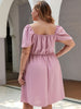 Pink Plus Size 4XL Midi Dress Women Summer 2023 Strapless Bow A Line Elegant Chic Curvy Elegant Party Large Size Ladies Dresses
