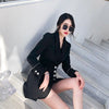 Pink Skirt Suit Jacket Set Women Double Breasted Balzer Short Beadings Asymmetry Sexy Skirt Two Pieces Set Business Work Outfit