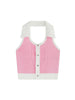 Pink Y2k Fake Two-Piece Sexy Halter Sweater Baggy T-shirt Women's Autumn 2023 Long Sleeve Harajuku Kawaii Crop Sweater Tops