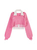 Pink Y2k Fake Two-Piece Sexy Halter Sweater Baggy T-shirt Women's Autumn 2023 Long Sleeve Harajuku Kawaii Crop Sweater Tops