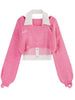 Pink Y2k Fake Two-Piece Sexy Halter Sweater Baggy T-shirt Women's Autumn 2023 Long Sleeve Harajuku Kawaii Crop Sweater Tops