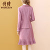 Pink polka dot jacket + pleated skirt suit two-piece women's autumn dress 2023 ladies