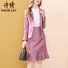Pink polka dot jacket + pleated skirt suit two-piece women's autumn dress 2023 ladies
