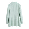 Pinkou Women Tweed Blazer Suit Long Sleeve Double Breasted Jacket A Line Mini Skirt Office Wear Mint Chic Set TZ04