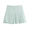 Pinkou Women Tweed Blazer Suit Long Sleeve Double Breasted Jacket A Line Mini Skirt Office Wear Mint Chic Set TZ04