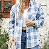 Plaid Autumn Shirt Women Casual Single Breast Blouse Vintage Loose Long Sleeve Outerwear Female Lapel Jacket With Pocket