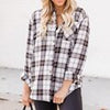 Plaid Autumn Shirt Women Casual Single Breast Blouse Vintage Loose Long Sleeve Outerwear Female Lapel Jacket With Pocket