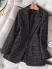 Plaid Blazer Jacket Women Spring Autumn Long Sleeve Casual Elegant Office Classic Chic Temperament Blazer 2023