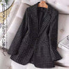 Plaid Blazer Jacket Women Spring Autumn Long Sleeve Casual Elegant Office Classic Chic Temperament Blazer 2023
