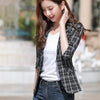 Plaid Blazer Female British Casual Short Small Suit Spring Office Lady Single Button Three Quarter Women's Suit Lattice Jacket