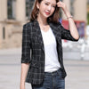 Plaid Blazer Female British Casual Short Small Suit Spring Office Lady Single Button Three Quarter Women's Suit Lattice Jacket