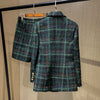 Plaid Blazer Jacket Women 2023 Designer Embroidery Double Breasted Green Suit Jacket Lady Elegant Formal Blazer Coat